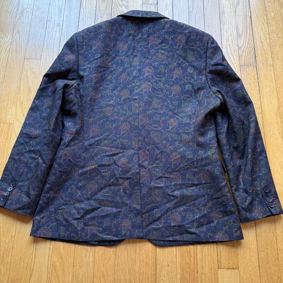 Harry Brown London Black Label Size 44R Navy Floral Skinny Fit Blazer Jacket - Picture 12 of 14